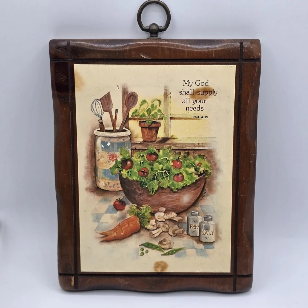 Vintage‎ Wooden Wall Decor Christian Farmhouse Philippians 4:19 Made USA